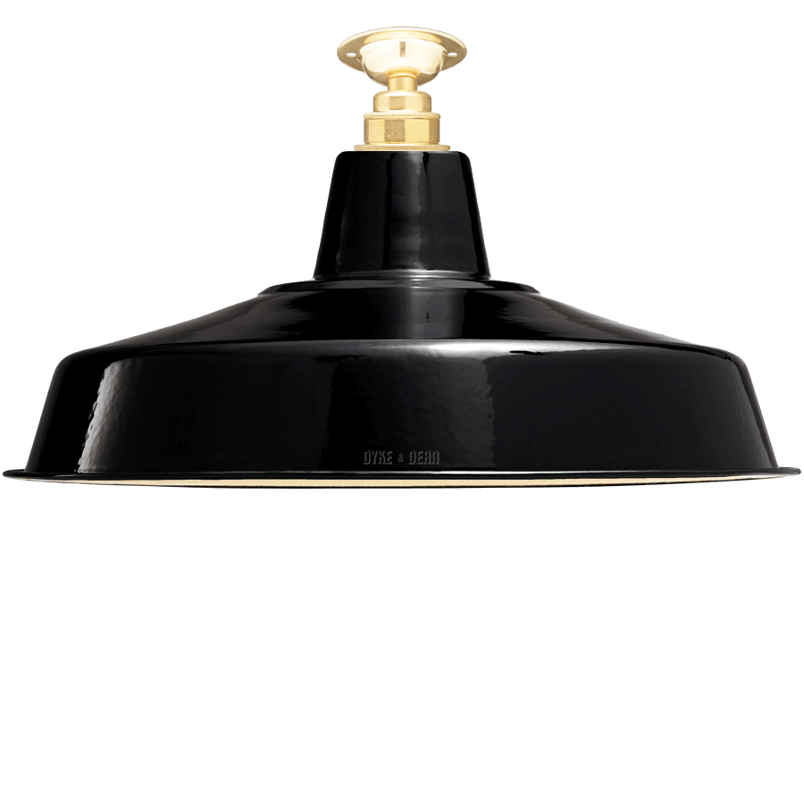 FIXED LARGE BLACK ENAMEL SHADE - DYKE & DEAN