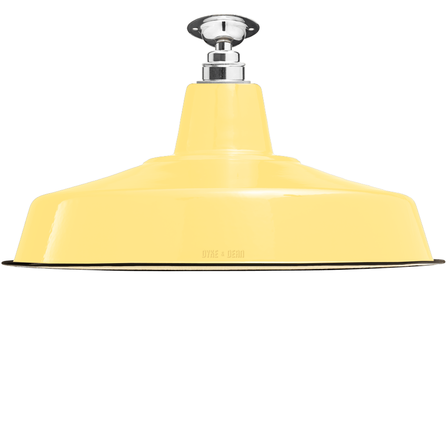 FIXED LARGE CUSTARD ENAMEL SHADE - DYKE & DEAN