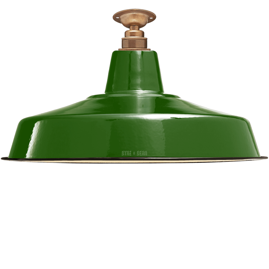 FIXED LARGE GREEN ENAMEL SHADE - DYKE & DEAN