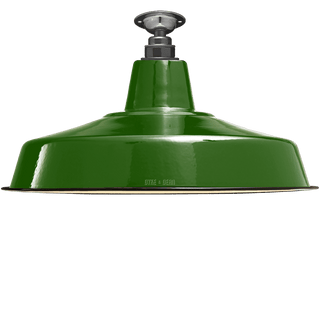 FIXED LARGE GREEN ENAMEL SHADE - DYKE & DEAN