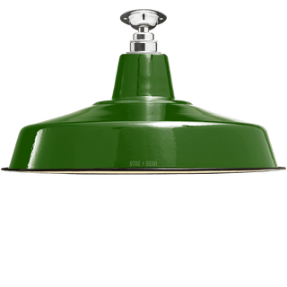 FIXED LARGE GREEN ENAMEL SHADE - DYKE & DEAN