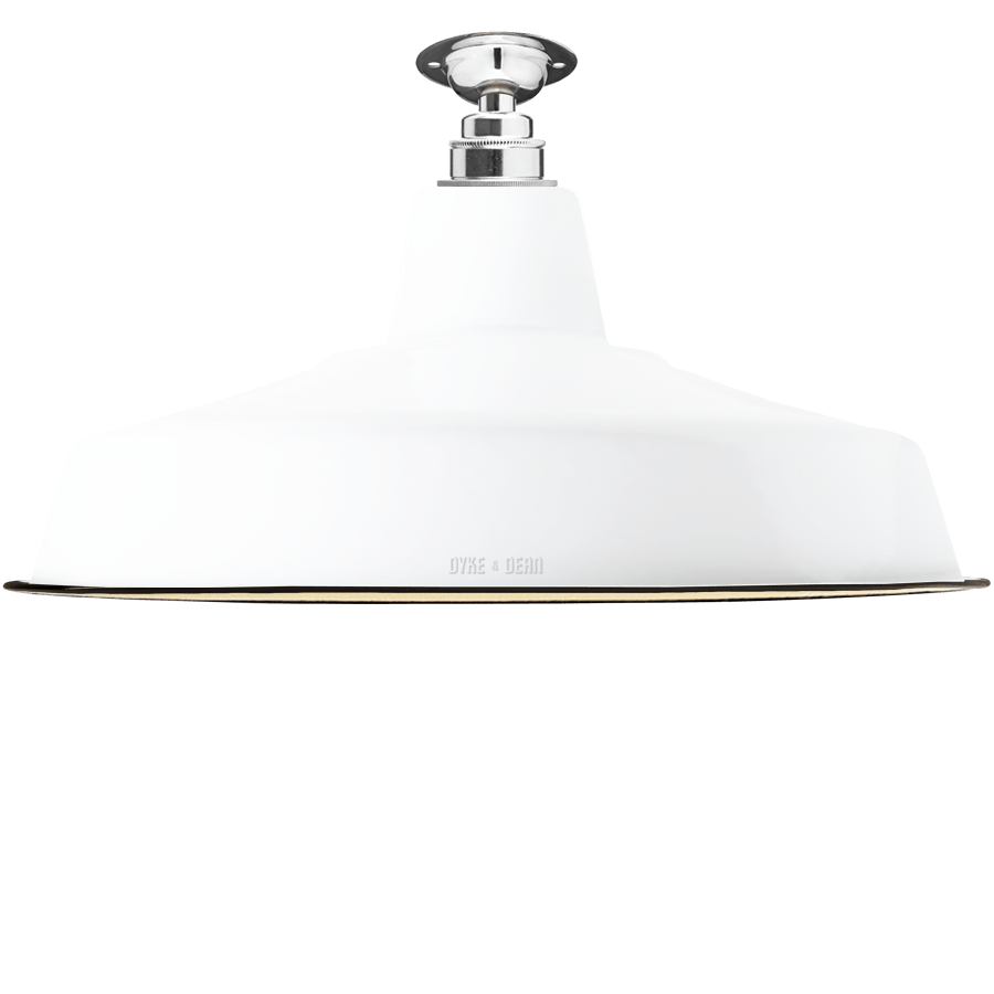 FIXED LARGE WHITE ENAMEL SHADE - DYKE & DEAN