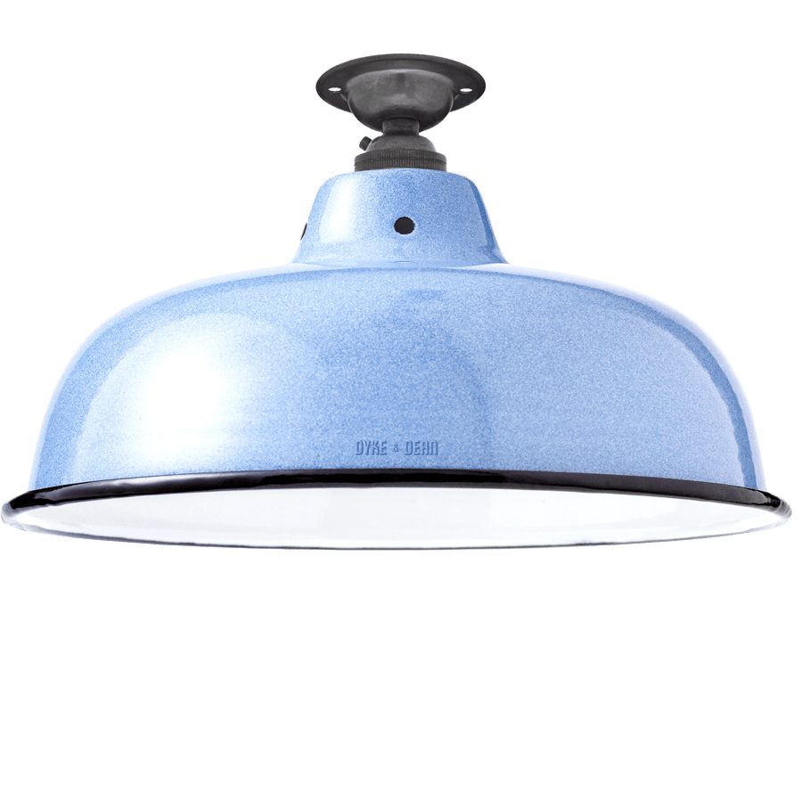 FIXED NECK VENT BLUE ENAMEL SHADE - DYKE & DEAN