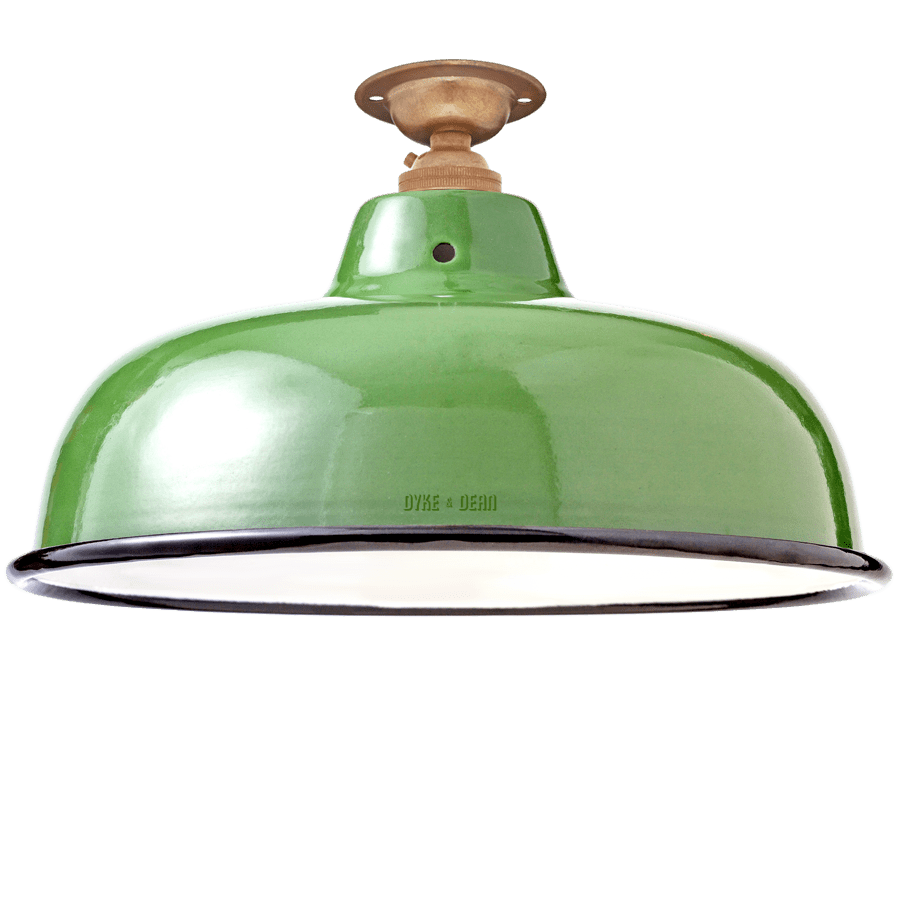 FIXED NECK VENT GREEN ENAMEL SHADE - DYKE & DEAN