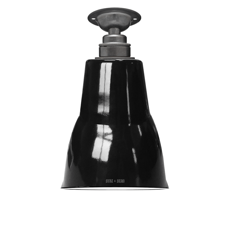 FIXED SMALL BLACK ENAMEL SHADE - DYKE & DEAN