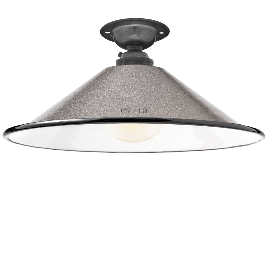 FIXED SMALL CHARCOAL ENAMEL CONE SHADE - DYKE & DEAN