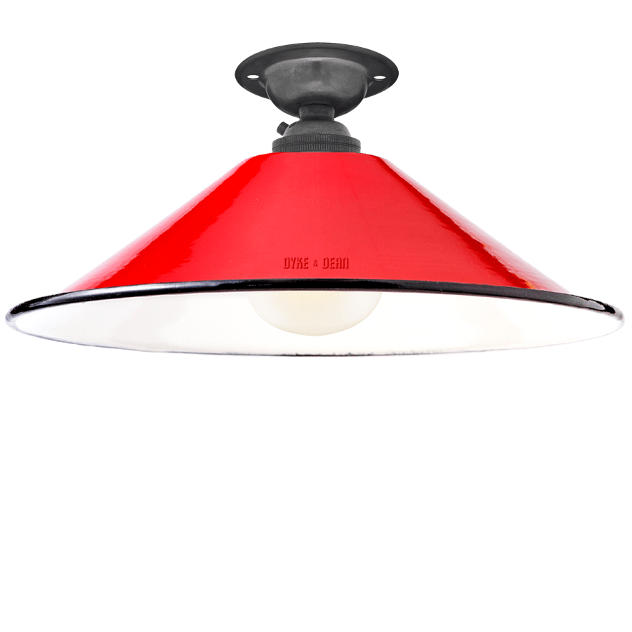 FIXED SMALL RED ENAMEL CONE SHADE - DYKE & DEAN