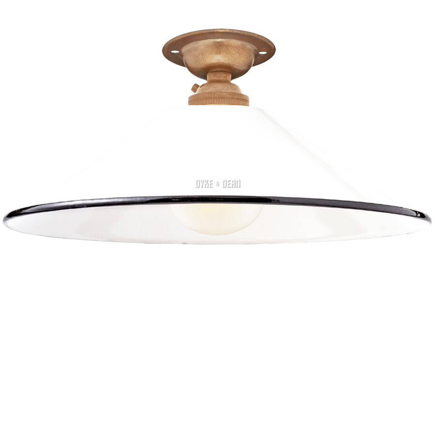 FIXED SMALL WHITE ENAMEL CONE SHADE - DYKE & DEAN