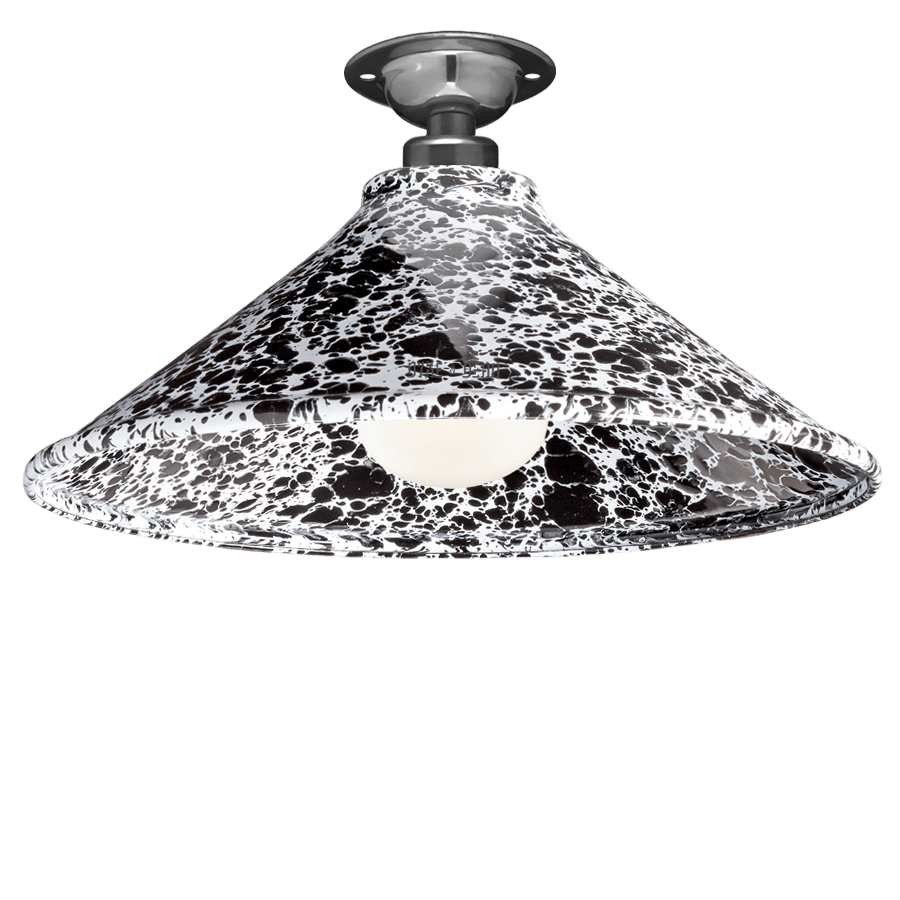 FIXED SPLATTERWARE BLACK ENAMEL CONE SHADE - DYKE & DEAN