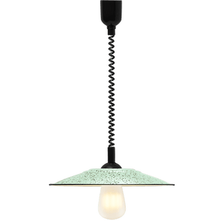 FLAT MINT GREEN SPECKLED ENAMEL RETRACTABLE CORD LIGHT - DYKE & DEAN