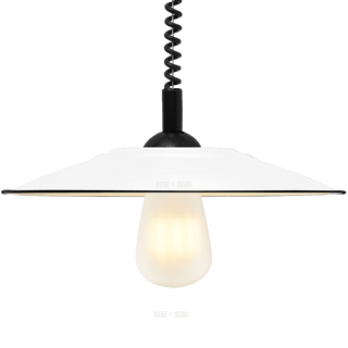 FLAT WHITE ENAMEL RETRACTABLE CORD LIGHT - DYKE & DEAN