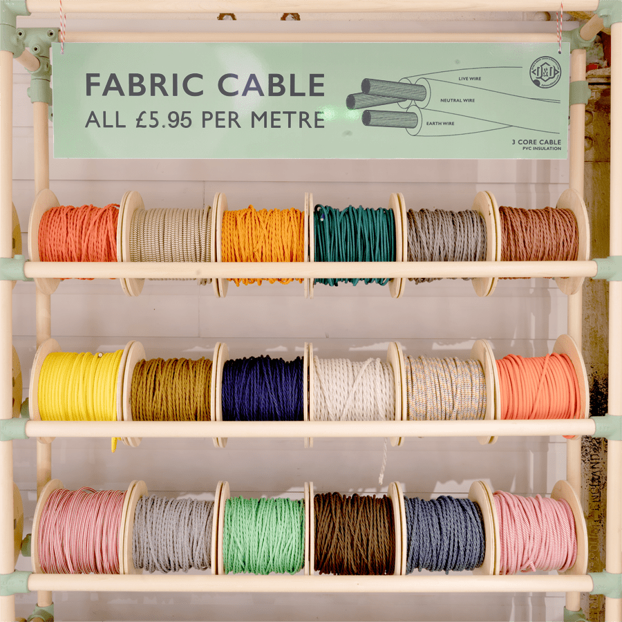 GREY FABRIC FLECKED ROUND CABLE - DYKE & DEAN