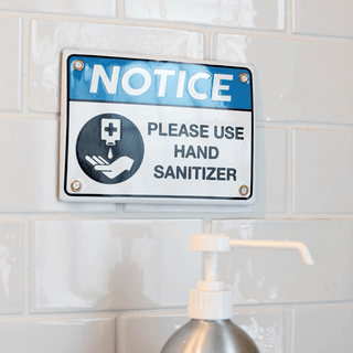 HAND SANITIZER ENAMEL SIGN - DYKE & DEAN