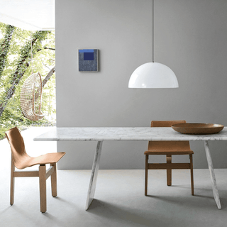 HEMISPHERE DOME PENDANT LIGHT WHITE 400MM - DYKE & DEAN