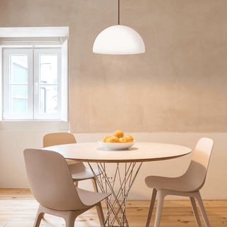 HEMISPHERE DOME PENDANT LIGHT WHITE 400MM - DYKE & DEAN