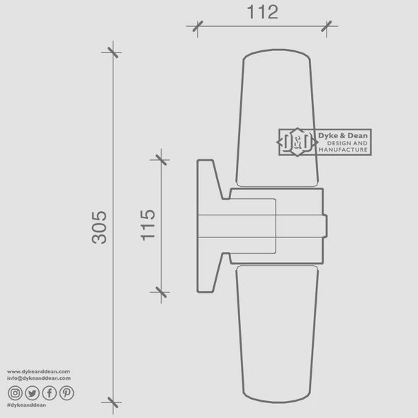 IFO ELECTRIC DOUBLE BROWN PORCELAIN WALL LIGHT - DYKE & DEAN