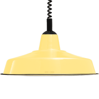 LARGE CUSTARD ENAMEL RETRACTABLE CORD LIGHT - DYKE & DEAN