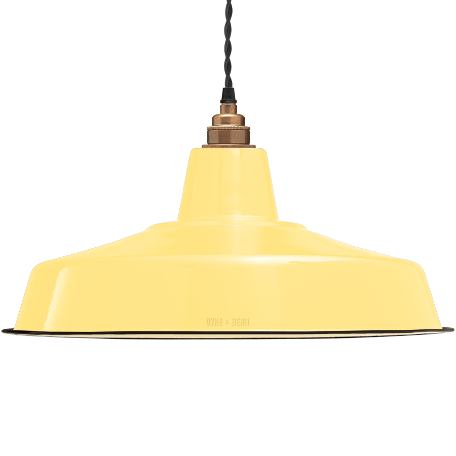 LARGE CUSTARD ENAMEL SHADE - DYKE & DEAN