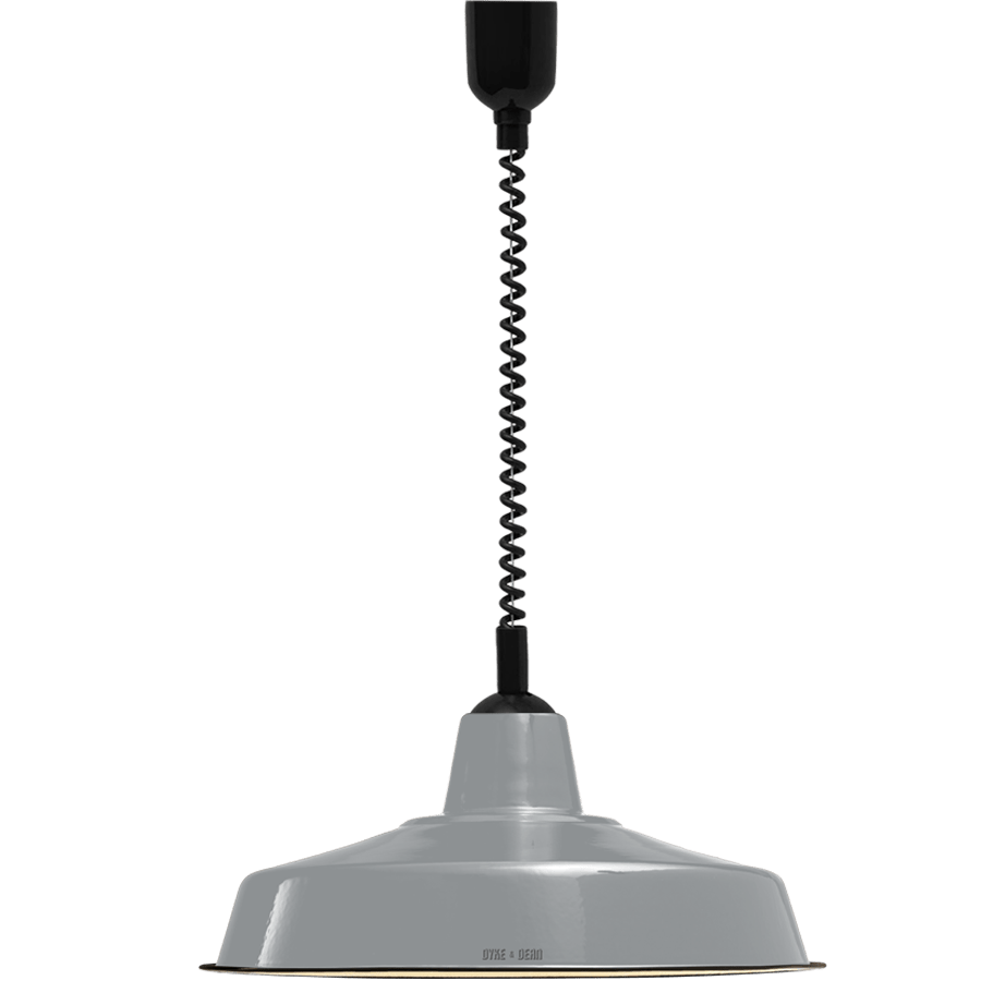 LARGE GREY ENAMEL RETRACTABLE CORD LIGHT - DYKE & DEAN