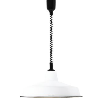 LARGE WHITE ENAMEL RETRACTABLE CORD LIGHT - DYKE & DEAN