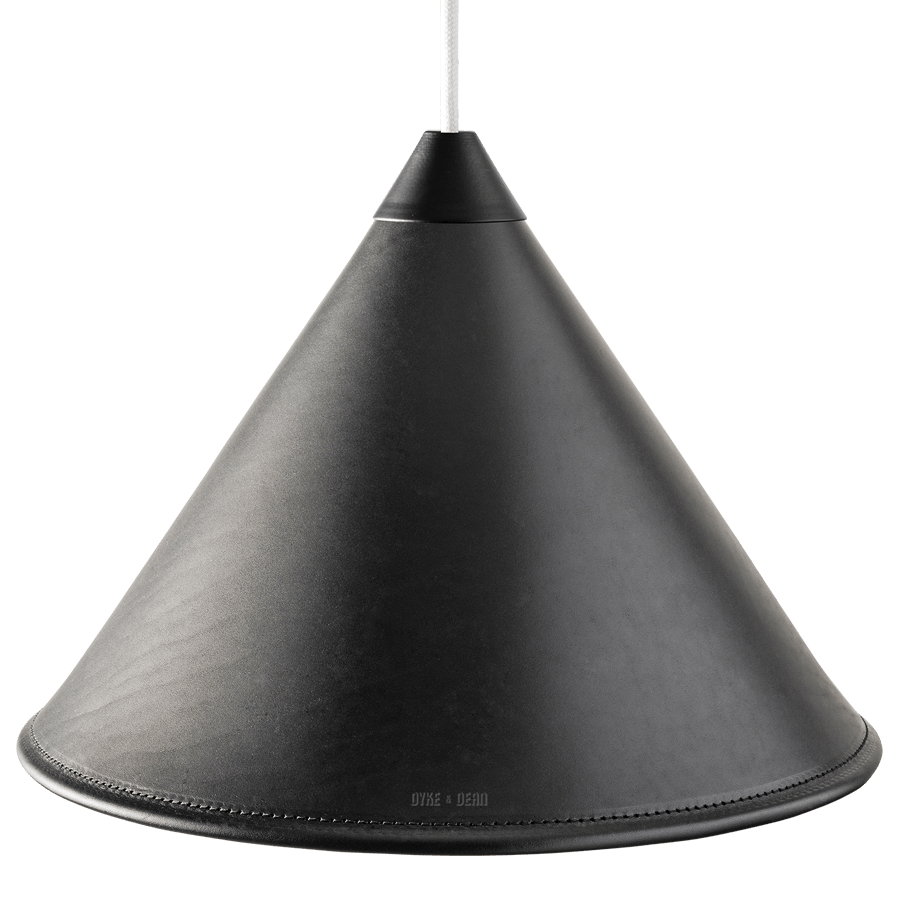 LEATHER CONE LAMP BLACK - DYKE & DEAN