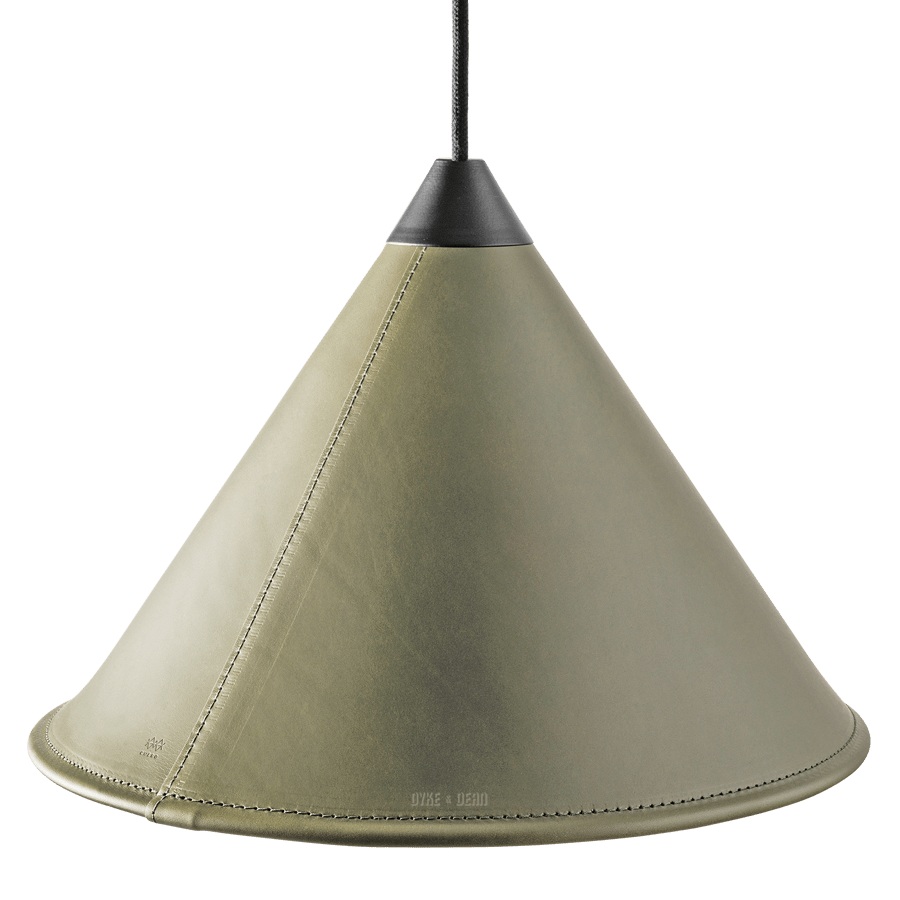 LEATHER CONE LAMP GREEN GRASS - DYKE & DEAN