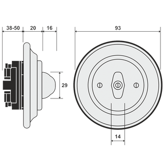 PORCELAIN WALL LIGHT SWITCH ASH GREY ROTARY - DYKE & DEAN