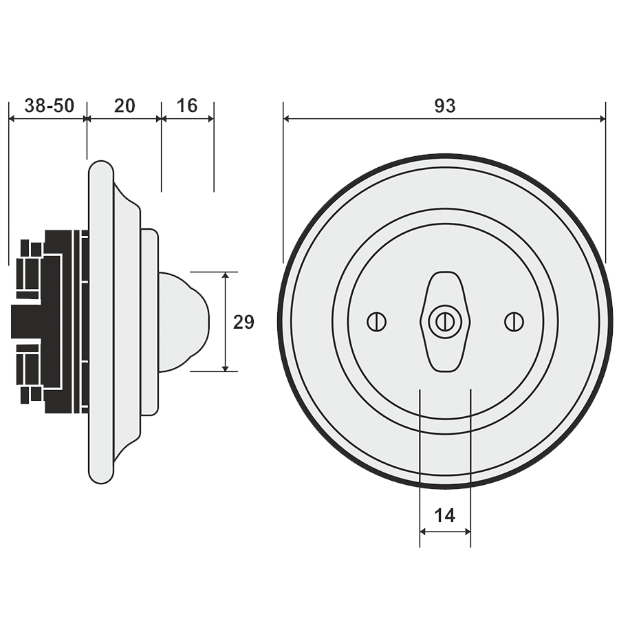 PORCELAIN WALL LIGHT SWITCH BRICK RED ROTARY - DYKE & DEAN