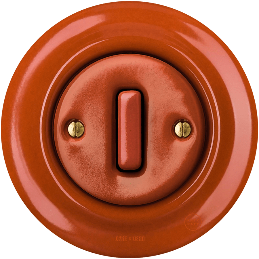 PORCELAIN WALL LIGHT SWITCH BRICK RED SLIM BUTTON - DYKE & DEAN