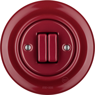 PORCELAIN WALL LIGHT SWITCH BURGUNDY DOUBLE - DYKE & DEAN