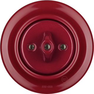 PORCELAIN WALL LIGHT SWITCH BURGUNDY ROTARY - DYKE & DEAN