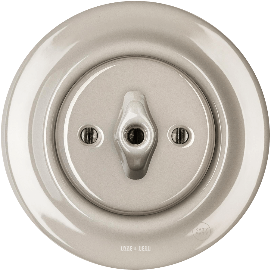 PORCELAIN WALL LIGHT SWITCH CAPPUCCINO ROTARY - DYKE & DEAN