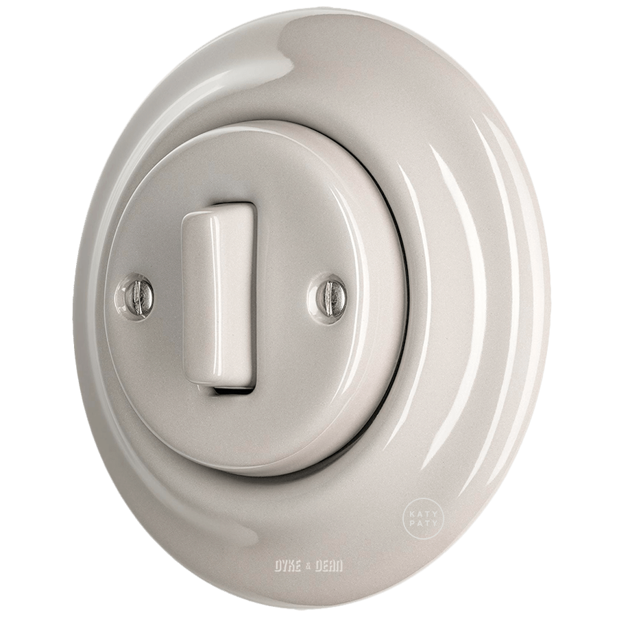 PORCELAIN WALL LIGHT SWITCH CAPPUCCINO SLIM BUTTON - DYKE & DEAN