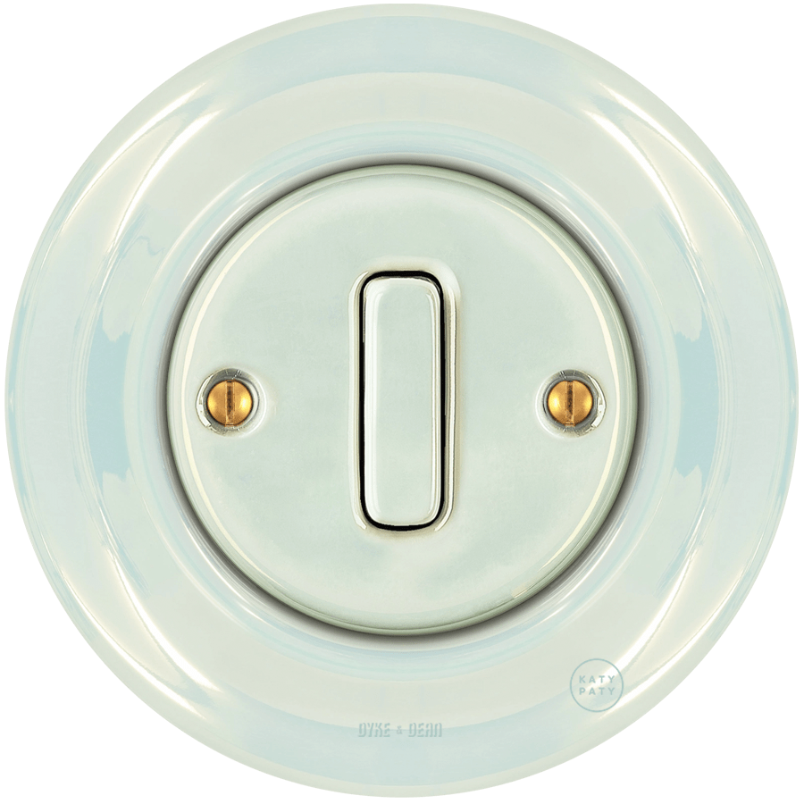 PORCELAIN WALL LIGHT SWITCH CONCHA SLIM BUTTON - DYKE & DEAN