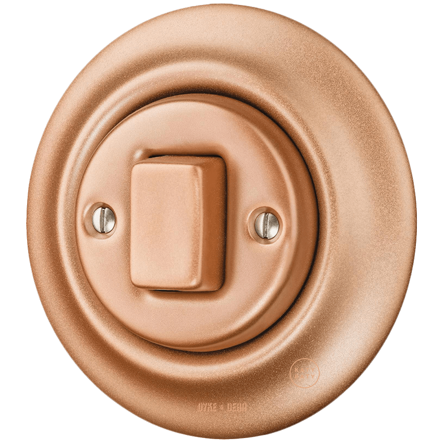 PORCELAIN WALL LIGHT SWITCH COPPER FAT BUTTON - DYKE & DEAN