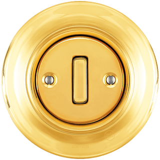 PORCELAIN WALL LIGHT SWITCH GOLD SLIM BUTTON - DYKE & DEAN