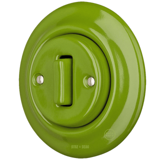 PORCELAIN WALL LIGHT SWITCH GREEN SLIM BUTTON - DYKE & DEAN