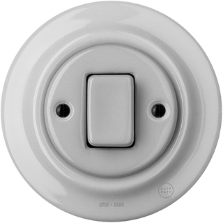 PORCELAIN WALL LIGHT SWITCH GREY FAT BUTTON - DYKE & DEAN