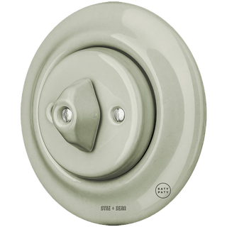 PORCELAIN WALL LIGHT SWITCH GREY GREEN ROTARY - DYKE & DEAN