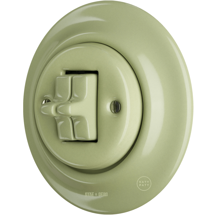 PORCELAIN WALL LIGHT SWITCH MOSS GREEN 2 TOGGLE - DYKE & DEAN