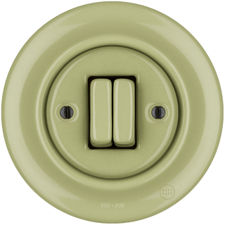 PORCELAIN WALL LIGHT SWITCH MOSS GREEN DOUBLE - DYKE & DEAN