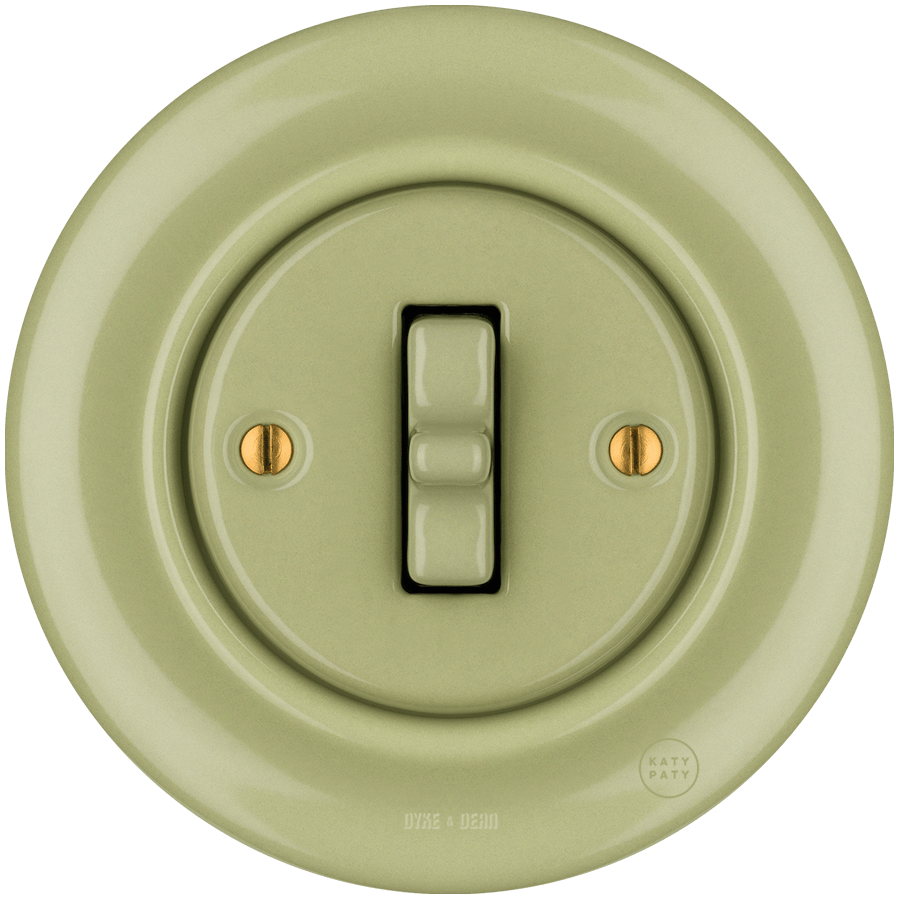 PORCELAIN WALL LIGHT SWITCH MOSS GREEN TOGGLE - DYKE & DEAN