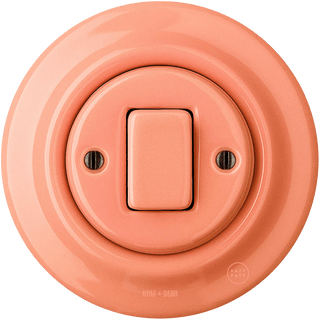 PORCELAIN WALL LIGHT SWITCH SALMON FAT BUTTON - DYKE & DEAN