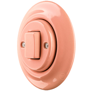 PORCELAIN WALL LIGHT SWITCH SALMON FAT BUTTON - DYKE & DEAN