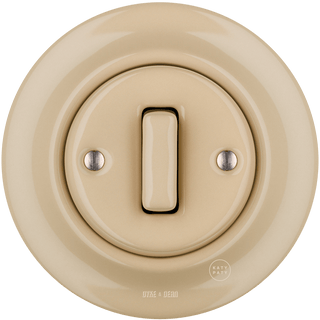 PORCELAIN WALL LIGHT SWITCH SAND SLIM BUTTON - DYKE & DEAN