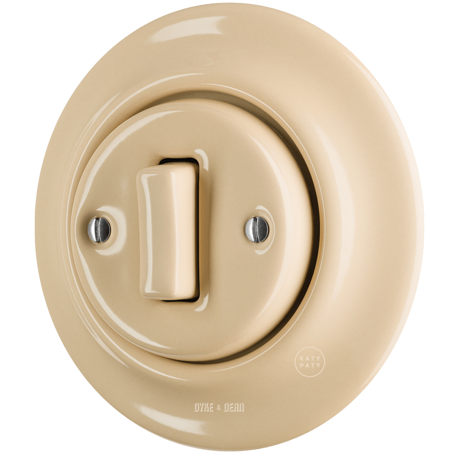 PORCELAIN WALL LIGHT SWITCH SAND SLIM BUTTON - DYKE & DEAN