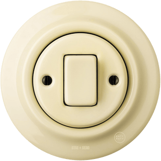 PORCELAIN WALL LIGHT SWITCH VANILLA FAT BUTTON - DYKE & DEAN