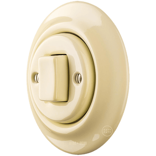 PORCELAIN WALL LIGHT SWITCH VANILLA FAT BUTTON - DYKE & DEAN