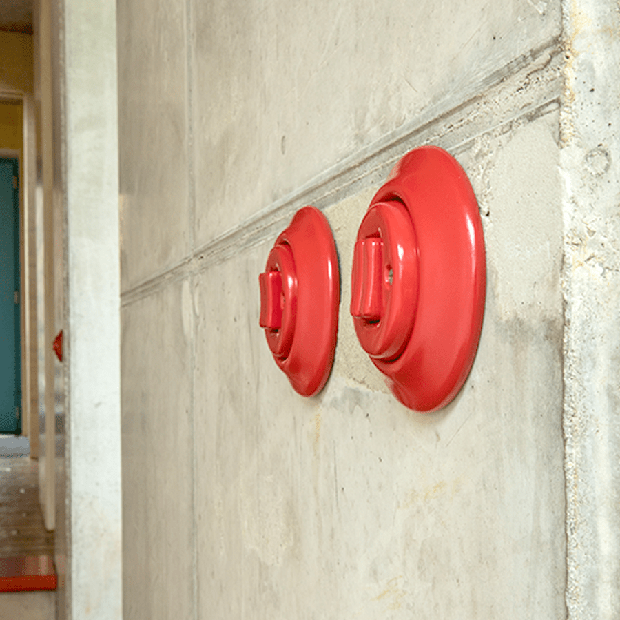 PORCELAIN WALL LIGHT SWITCH WHITE FAT BUTTON - DYKE & DEAN