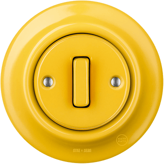 PORCELAIN WALL LIGHT SWITCH YELLOW SLIM BUTTON - DYKE & DEAN